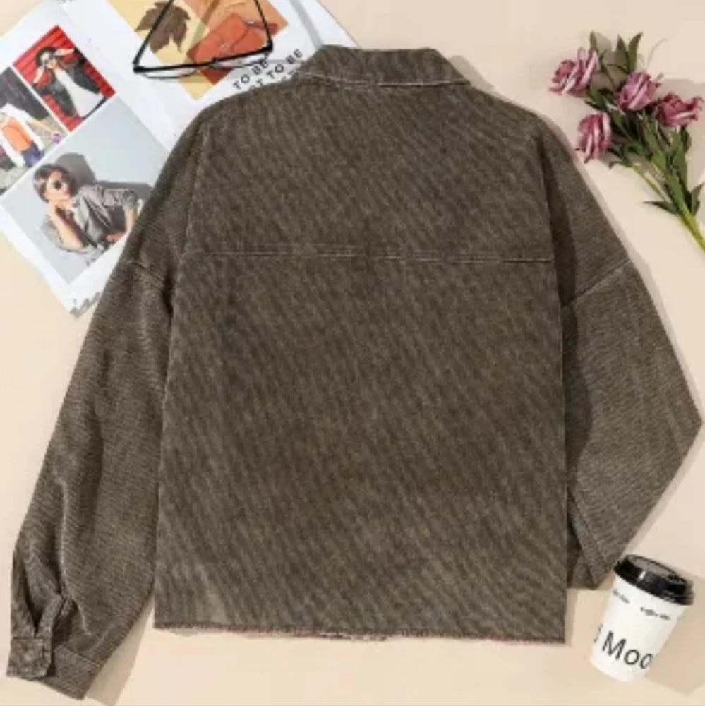 2 left😀New gray corduroy snakeskin trim jacket - Picture 14 of 17